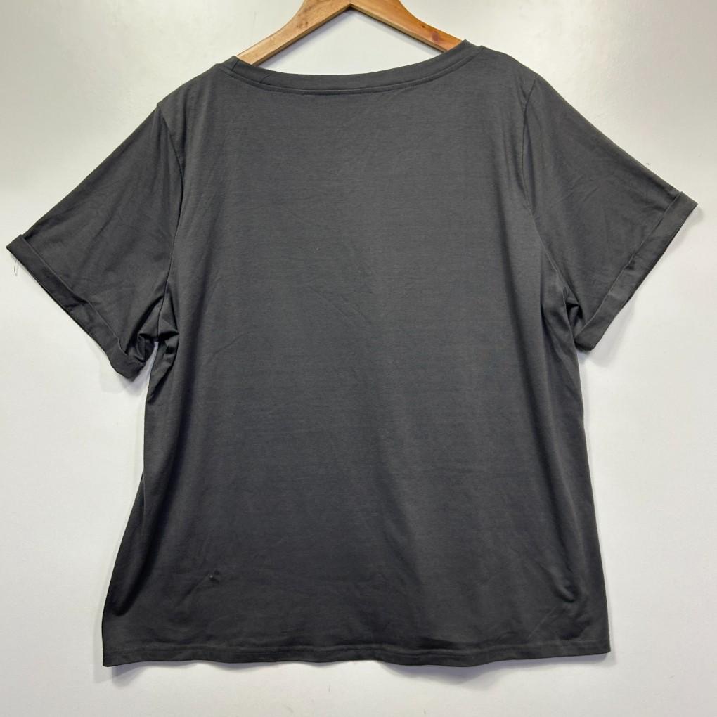 BloomChic Grey Feather Print Cotton Top - Size 18-20