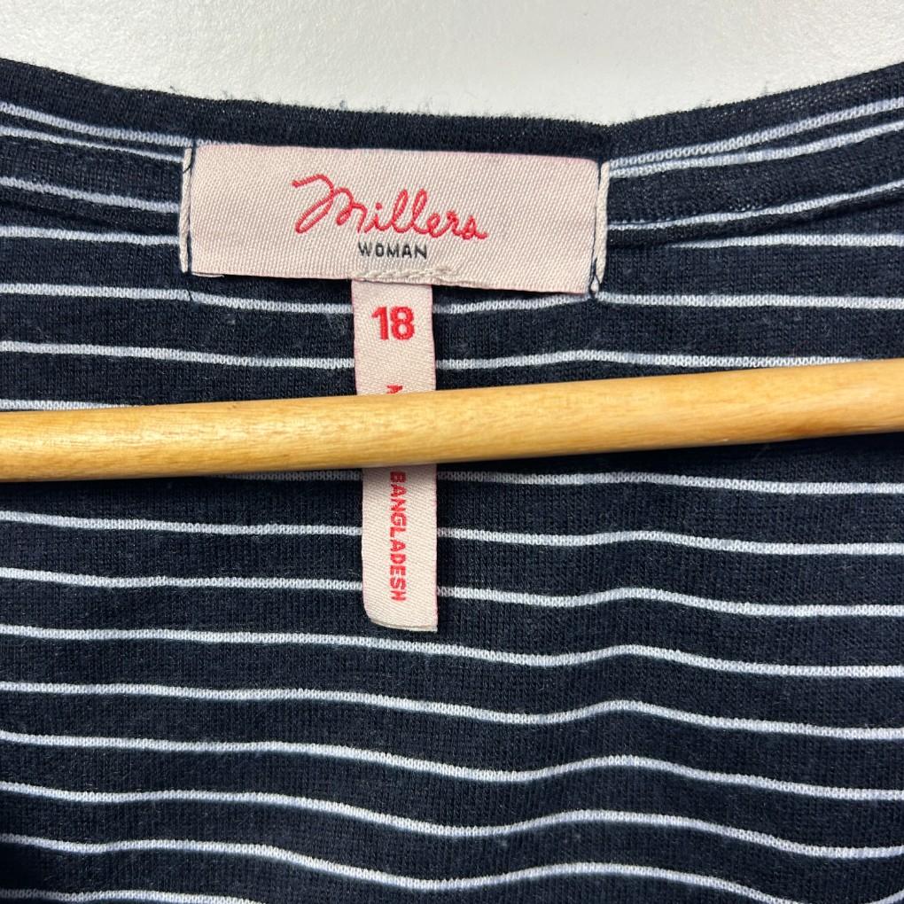 Millers Navy Striped Top - Size 18
