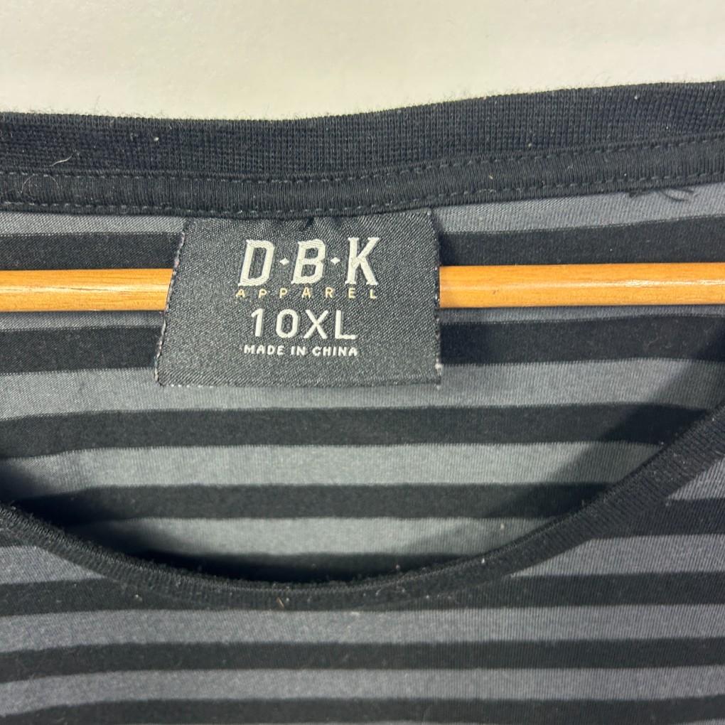 DBK Grey Striped Cotton Mens T-Shirt - Size 10XL