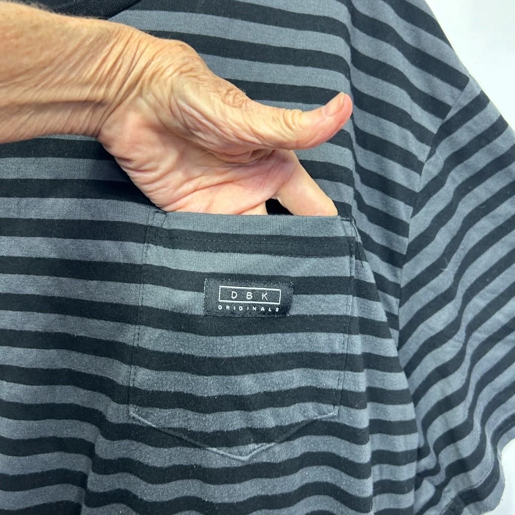 DBK Grey Striped Cotton Mens T-Shirt - Size 10XL