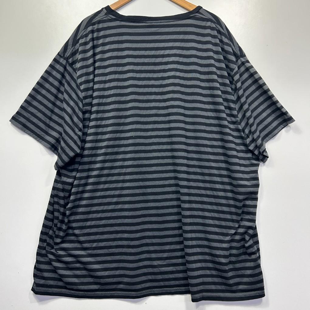DBK Grey Striped Cotton Mens T-Shirt - Size 10XL