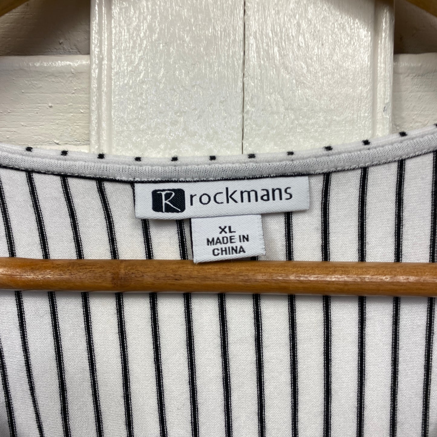 Rockmans Top Size 16 XL Black White Striped Casual Tee