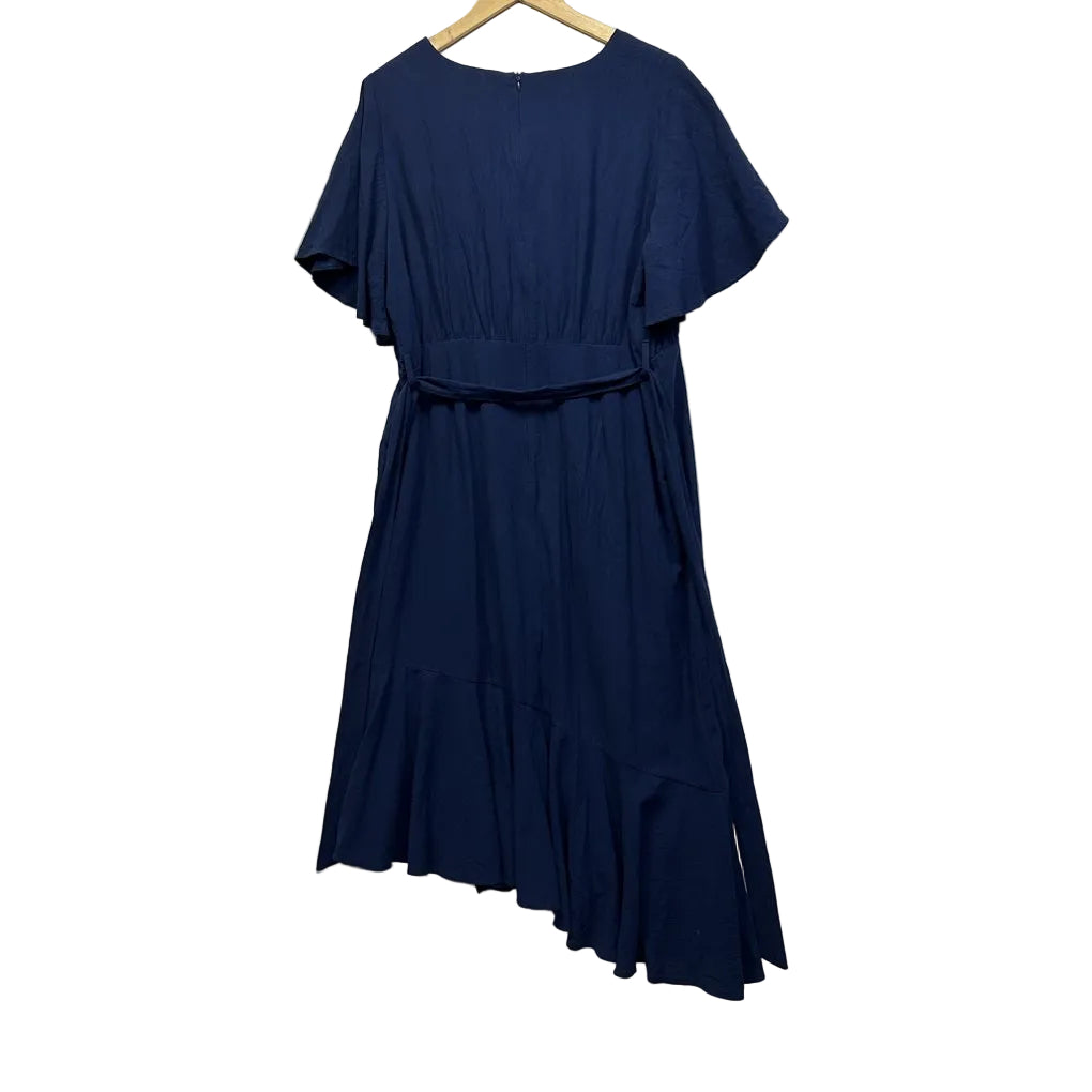 You+All Navy Midi Wrap Dress - Size 18