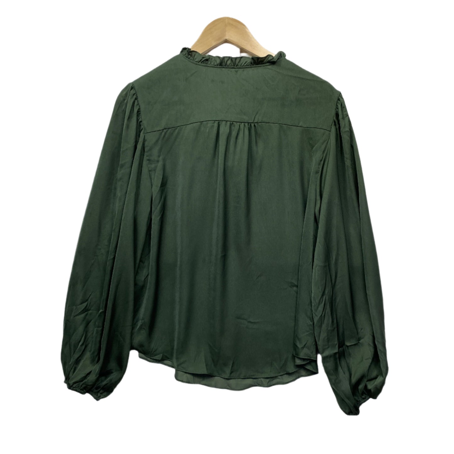 & Me Top Size 18 Dark Green Satin Long Sleeve New