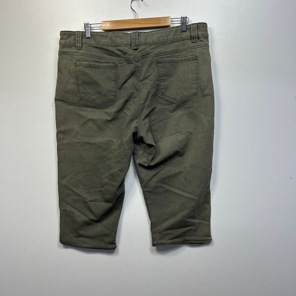 W.Lane Olive Cotton Denim Cropped Pants - Size 20