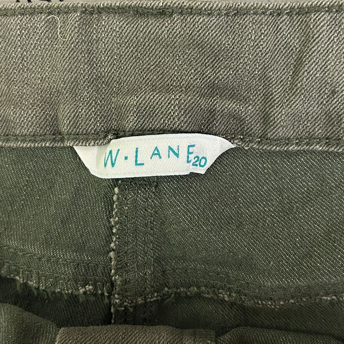 W.Lane Olive Cotton Denim Cropped Pants - Size 20