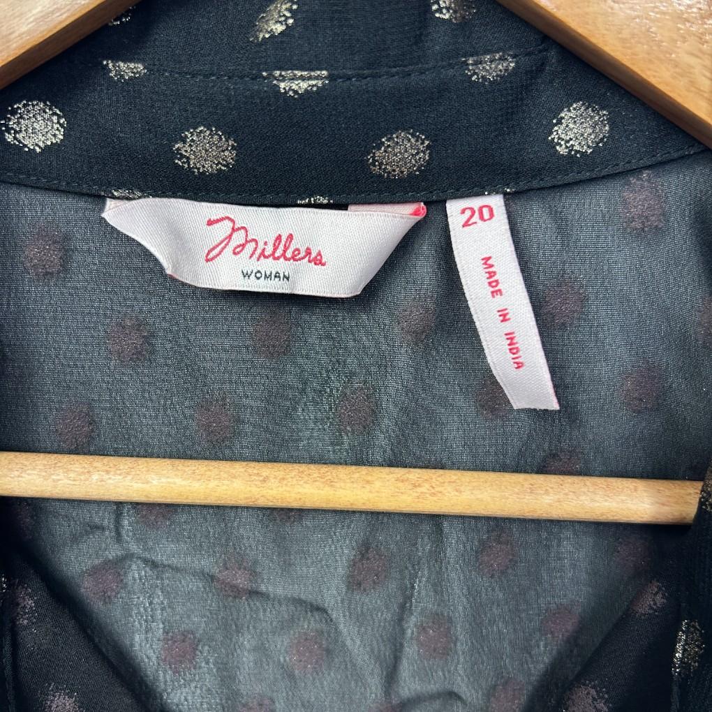 Millers Navy Polka Dot Shirt - Size 20