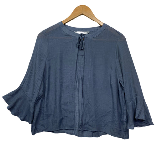 Katies Top Size 14 Blue Long Sleeve Open Front Viscose