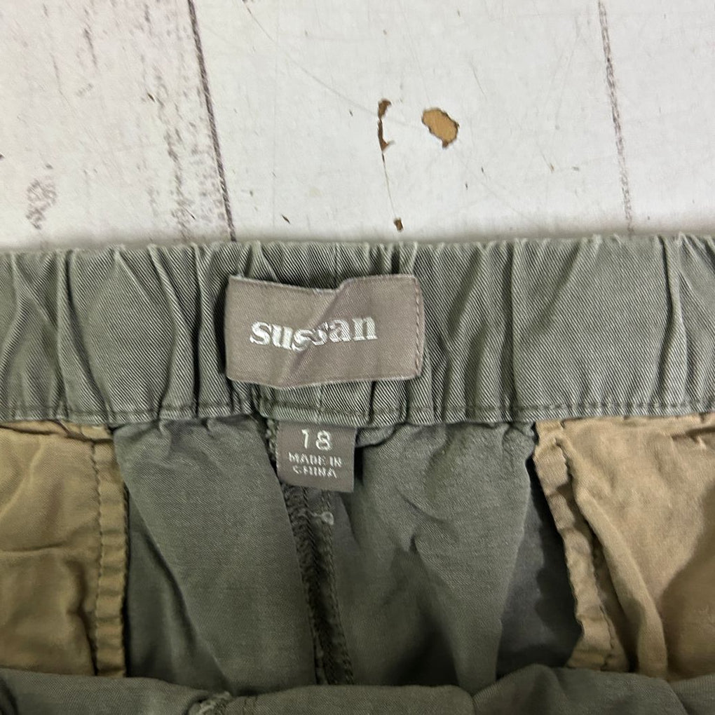 Sussan Green Cotton Jogger Pants - Size 18