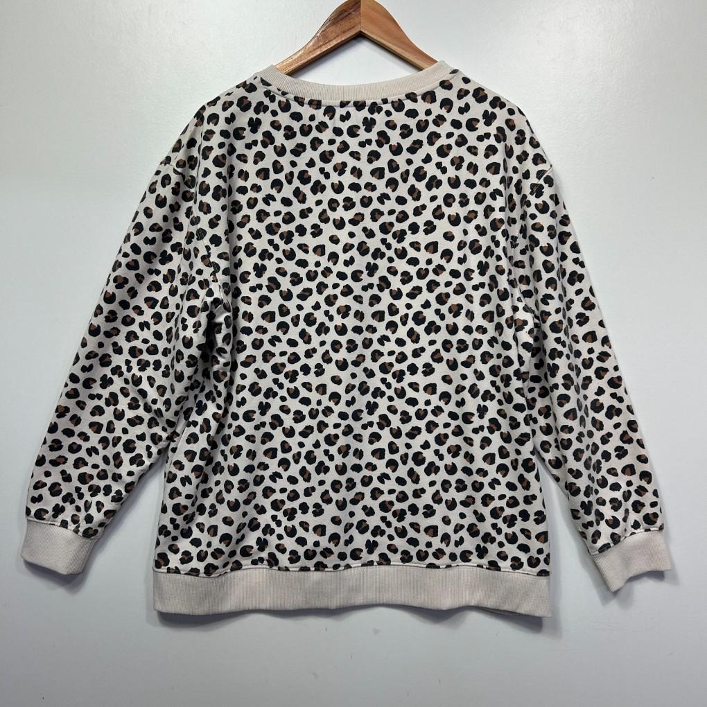 Suzanne Grae Cream Leopard Print Cotton Jumper - Size L
