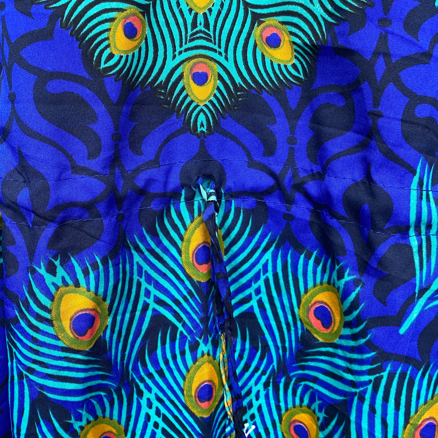 Kaftan Top One Size Blue Short Sleeve Peacock Swim Cover Up