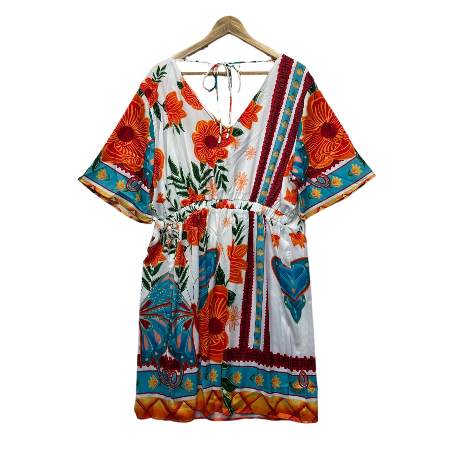 Ador Dress Size 2XL 16 18 Multicoloured Floral Short Sleeve