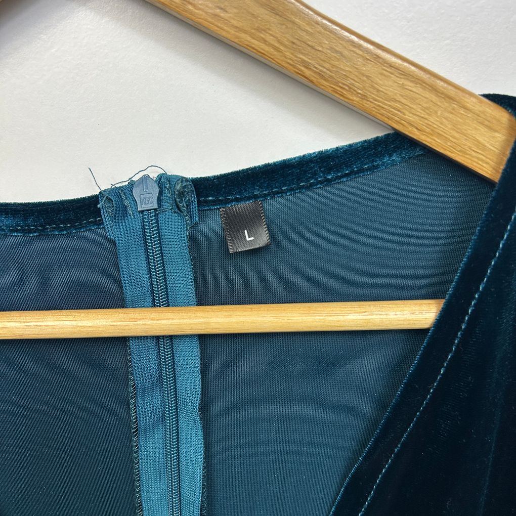Teal Velvet Wrap Dress - Size L