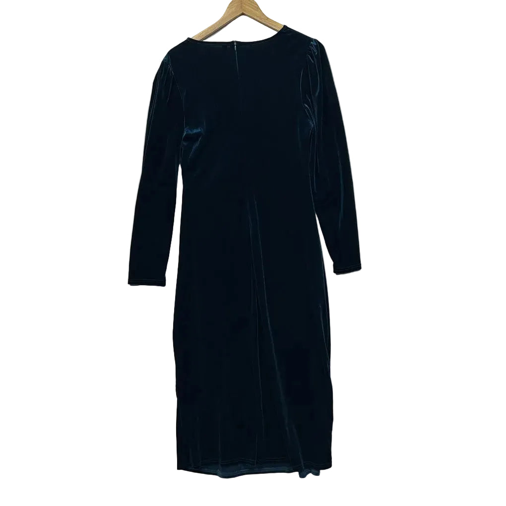 Teal Velvet Wrap Dress - Size L