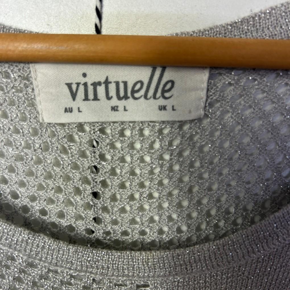 Virtuelle Grey Metallic Knit Sheer Top - Size 20/L