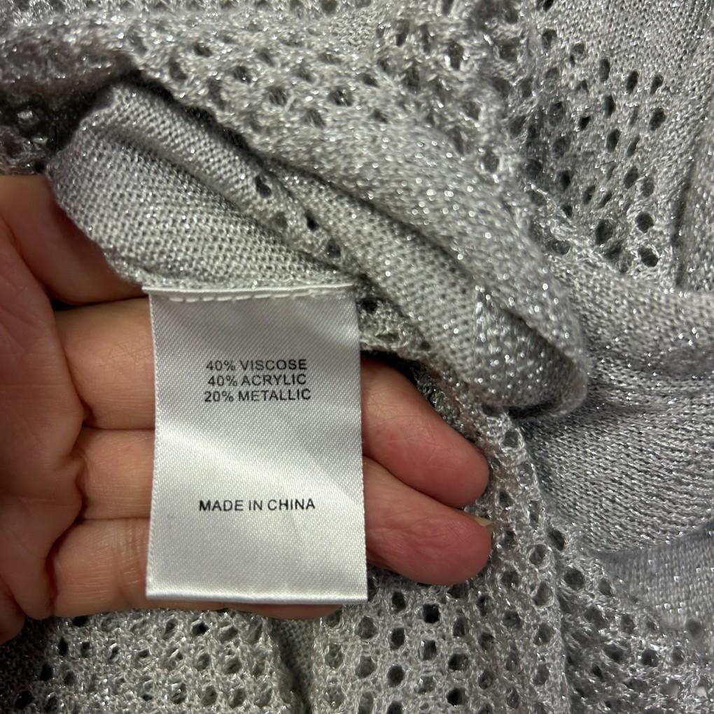 Virtuelle Grey Metallic Knit Sheer Top - Size 20/L