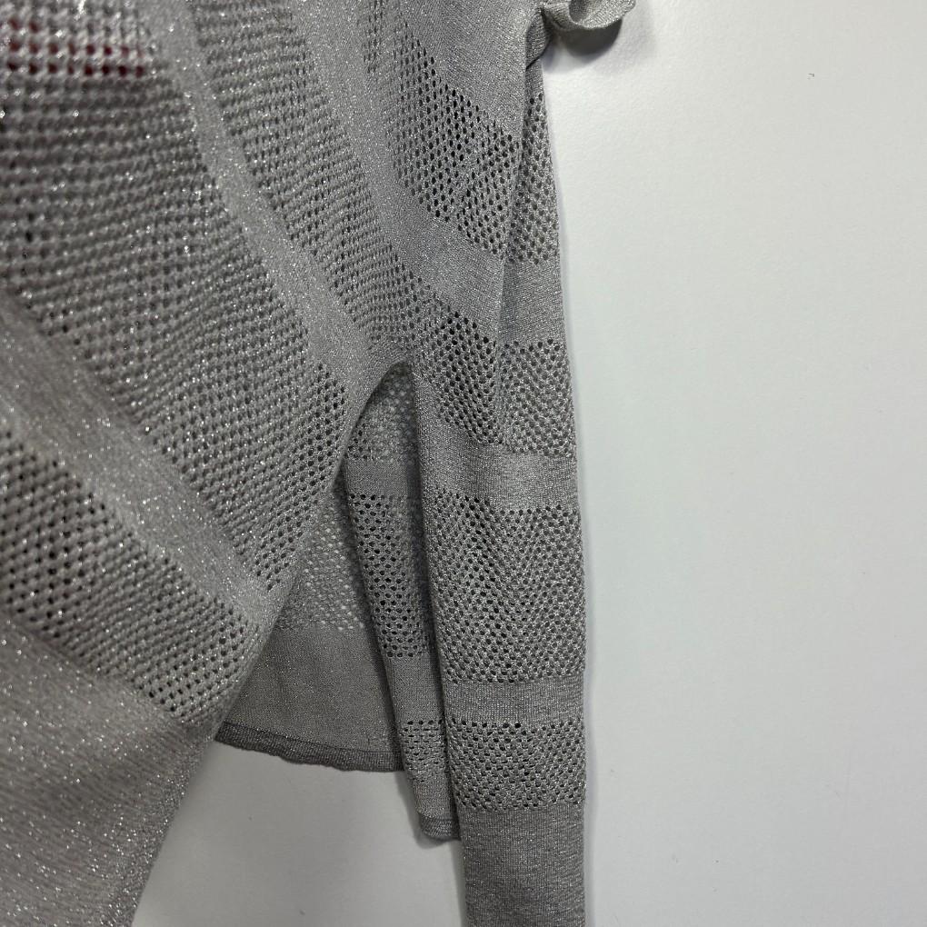 Virtuelle Grey Metallic Knit Sheer Top - Size 20/L