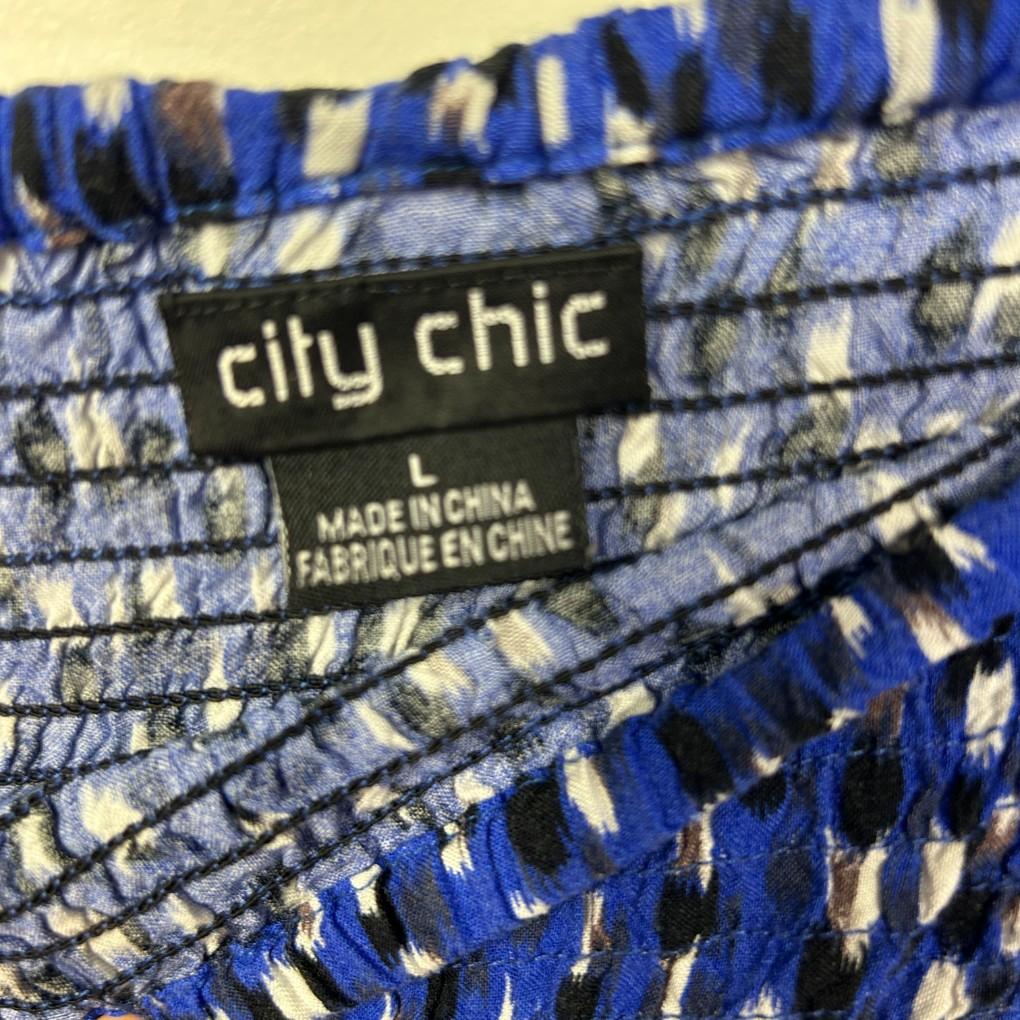 City Chic Blue Print Skirt - Size 20/L