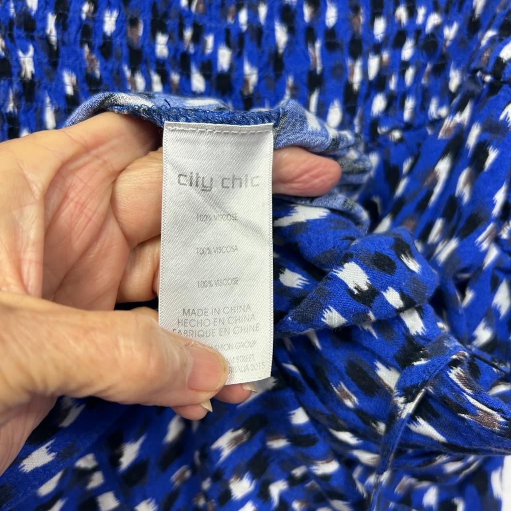 City Chic Blue Print Skirt - Size 20/L