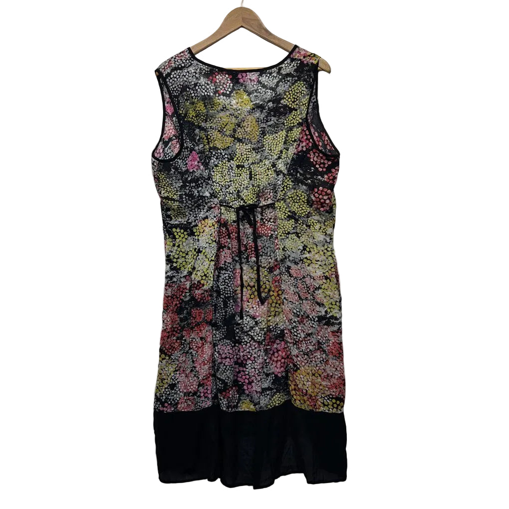 Taking Shape Multicoloured Floral Sheer Top Layer Dress - Size 18