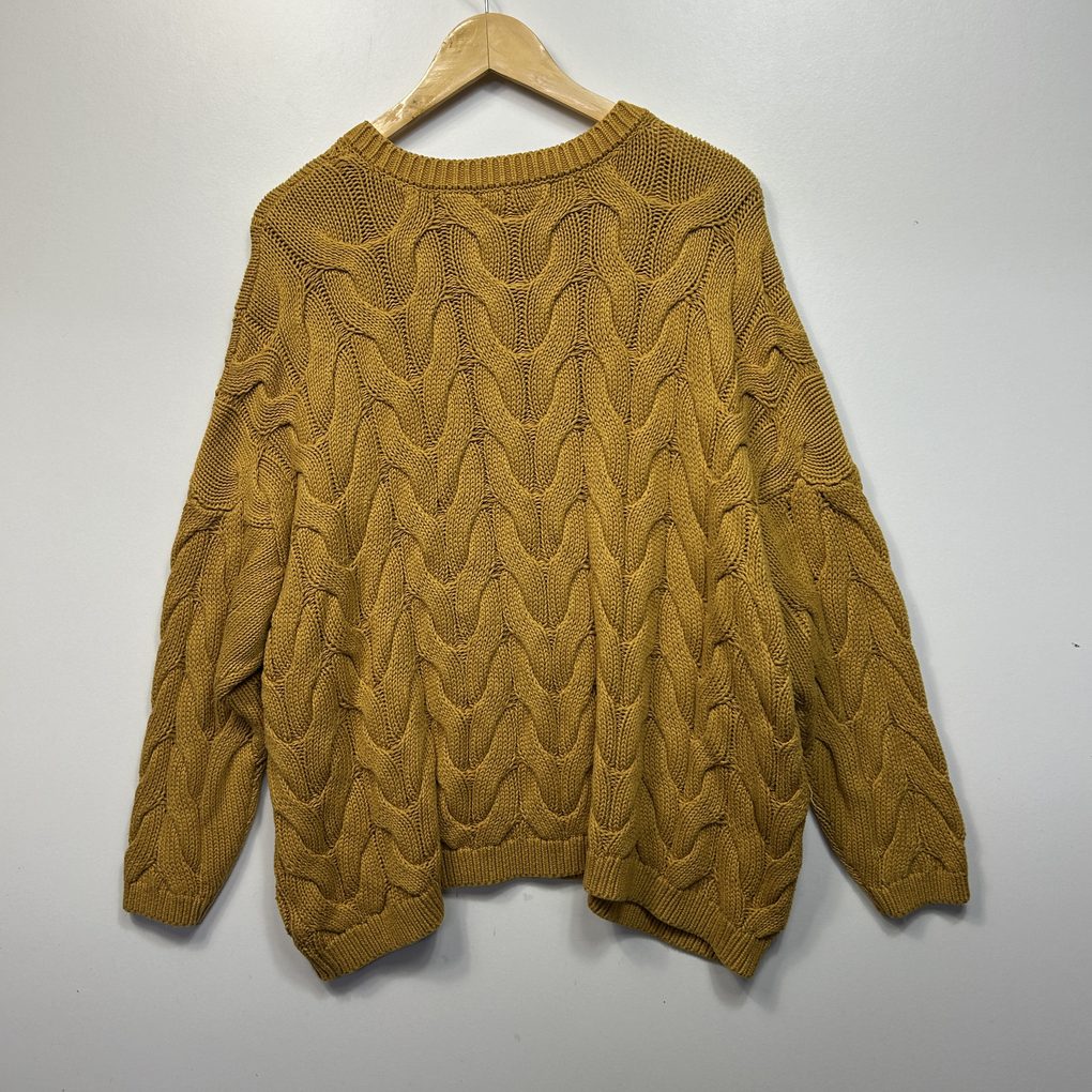 Next Mustard Cotton Chunky Knit Jumper - Size XL
