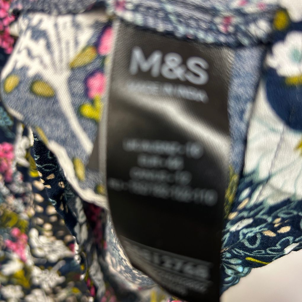 Marks & Spencer Navy Floral Top - Size 16