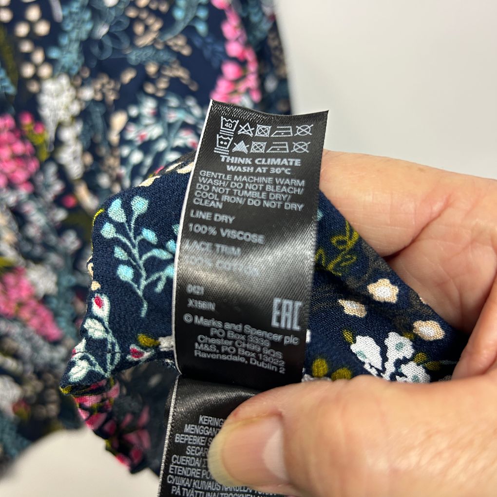 Marks & Spencer Navy Floral Top - Size 16
