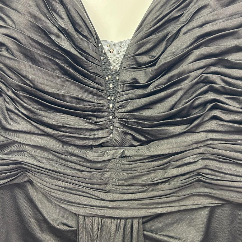 City Chic Black Draped Evening Dress - Size 20/L