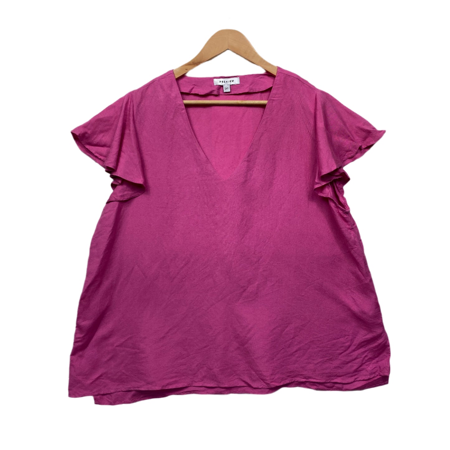 Preview Top Size 20 Plus Pink Short Sleeve Linen Blend