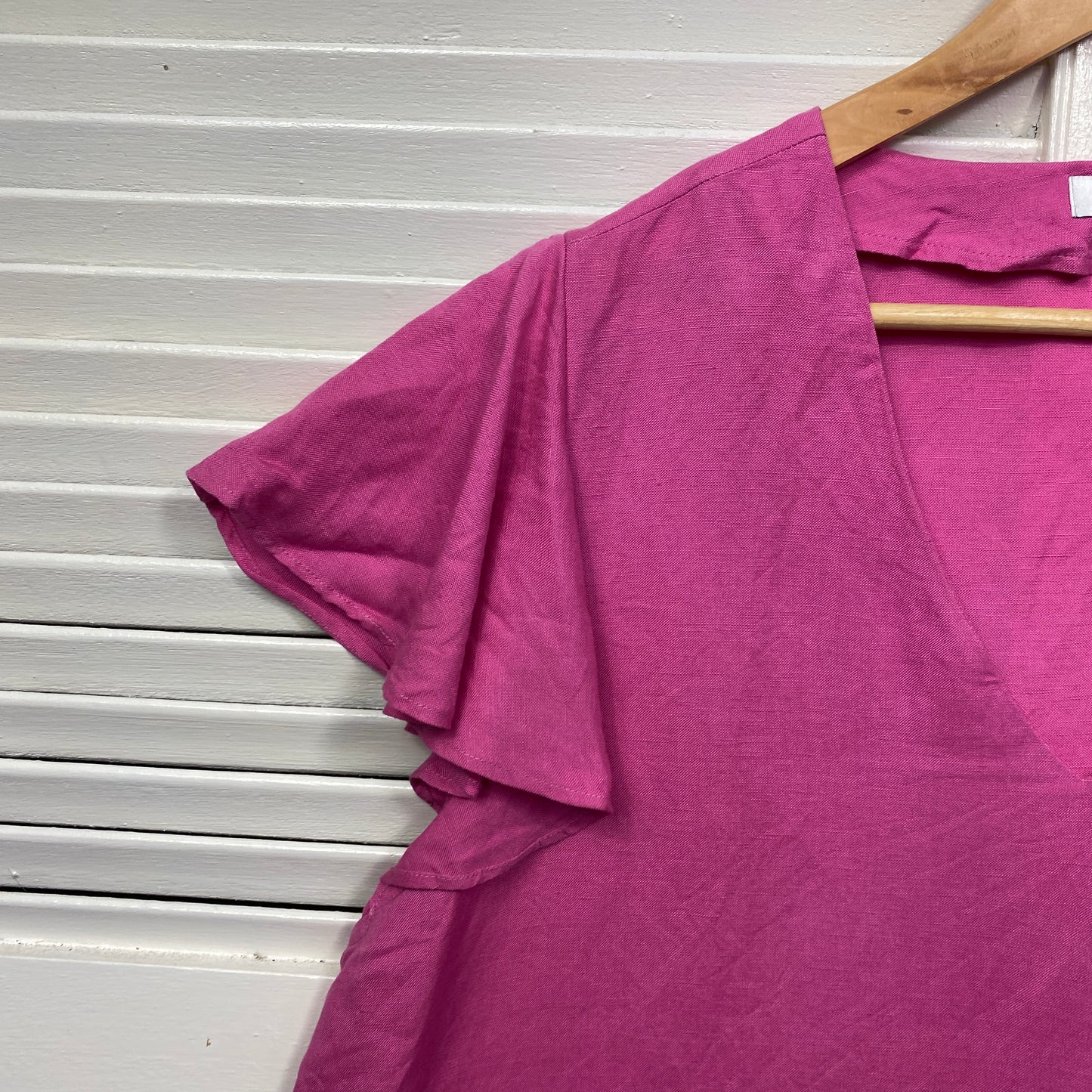 Preview Top Size 20 Plus Pink Short Sleeve Linen Blend