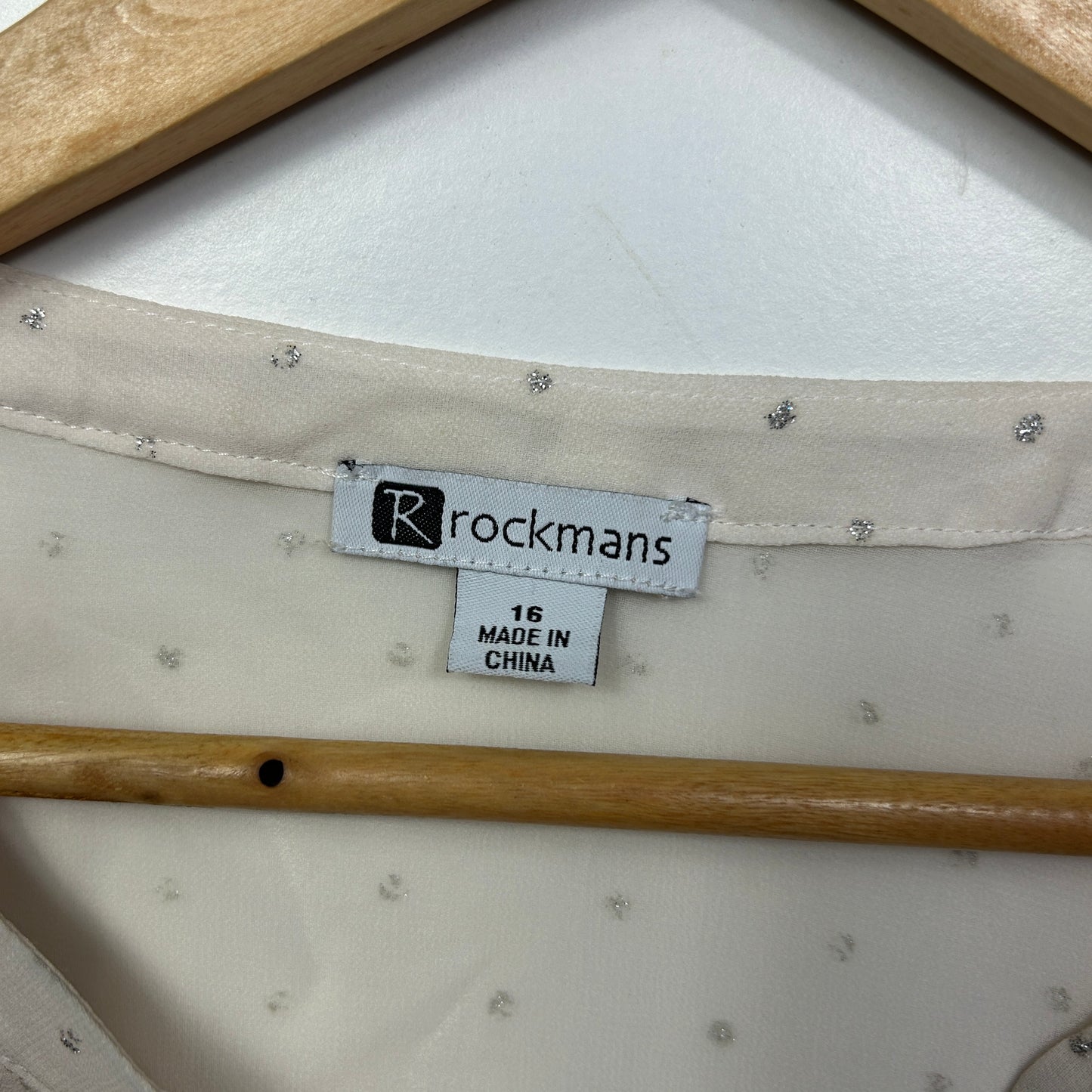 Rockmans Cream Embellished Sheer Top - Size 16