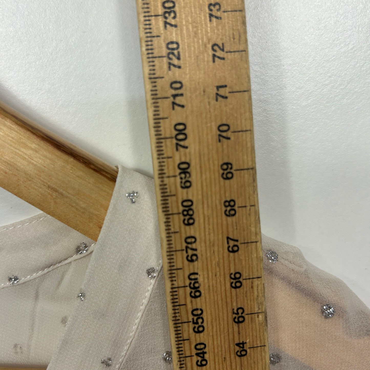 Rockmans Cream Embellished Sheer Top - Size 16