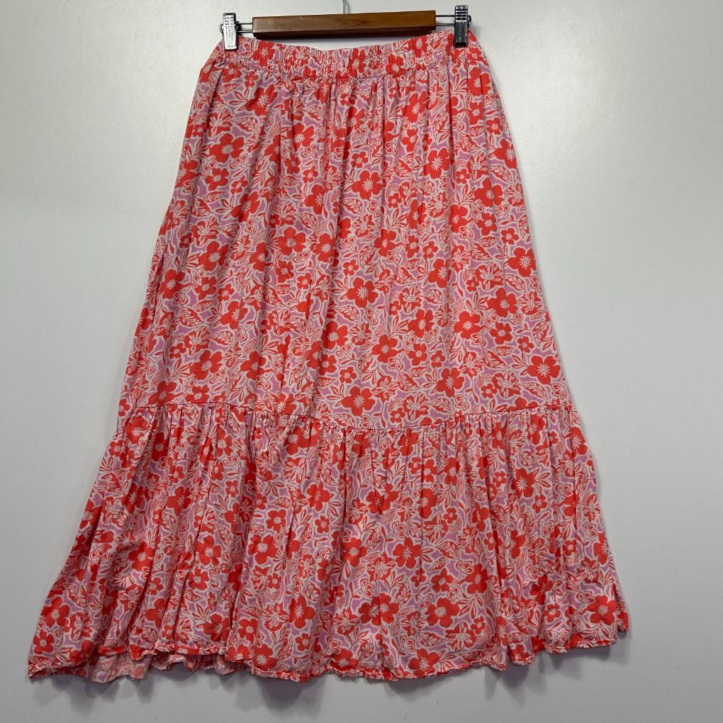 Avella Red Floral Skirt - Size 18