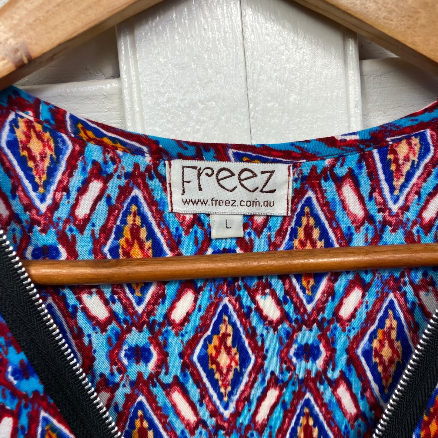 Freez Boho Dress Size 14 Large 3/4 Sleeve Purple Blue Drop Waist Tie