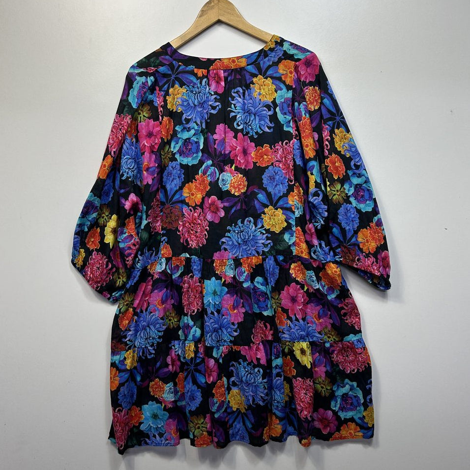 Taking Shape Multicoloured Floral Cotton Dress - Size 20