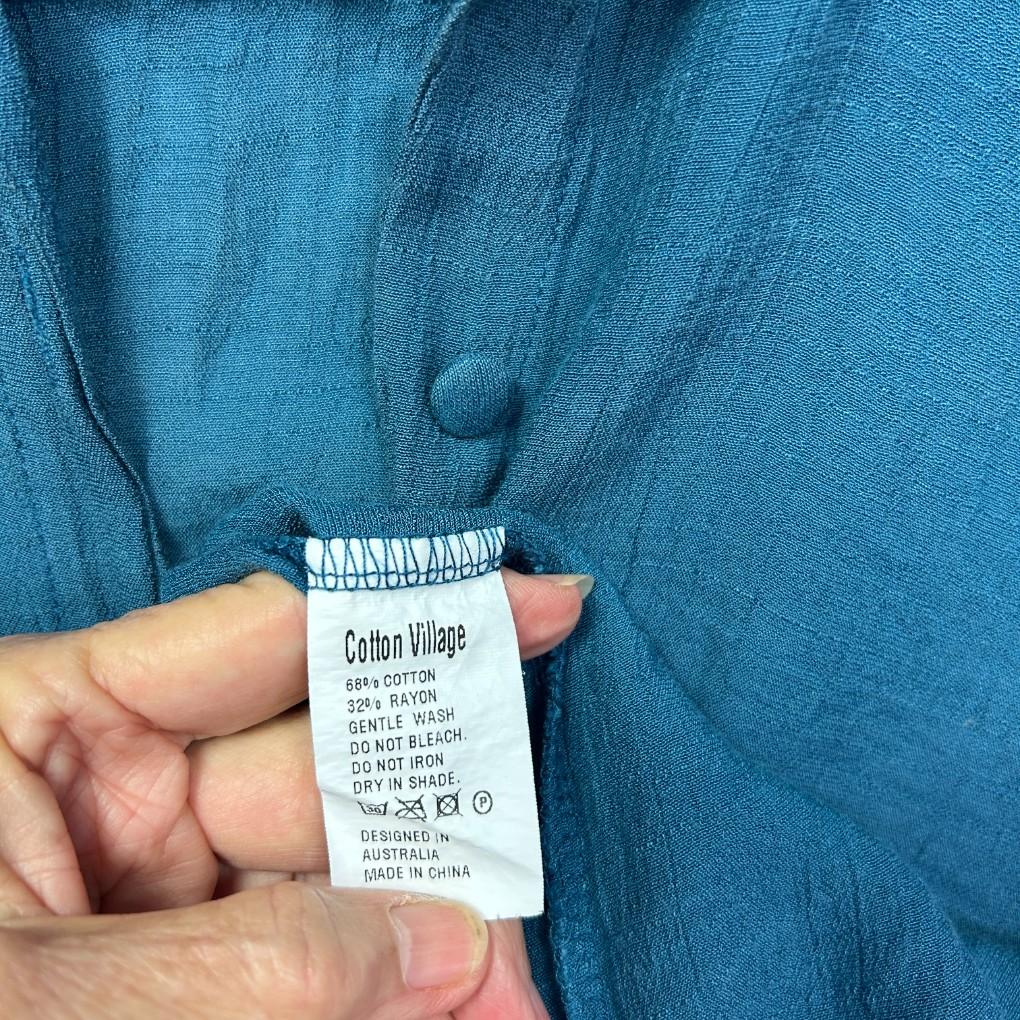 Cotton Village Teal Cotton Shirt - Size M/L