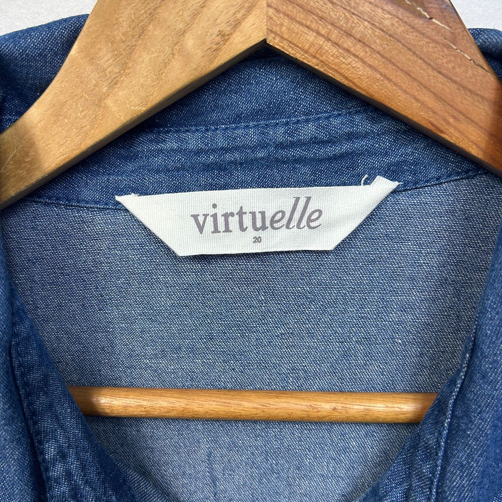 Virtuelle Blue Cotton Denim Shirt Dress - Size 20