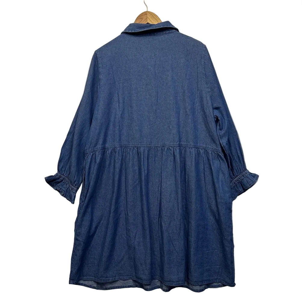 Virtuelle Blue Cotton Denim Shirt Dress - Size 20