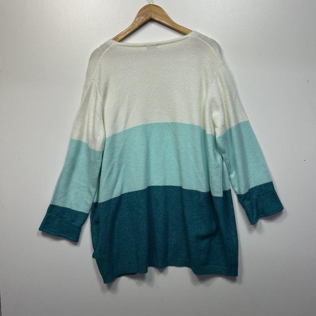 Thermolactyl by Damart Cream & Teal Colour Block Waterfall Cardigan - One Size