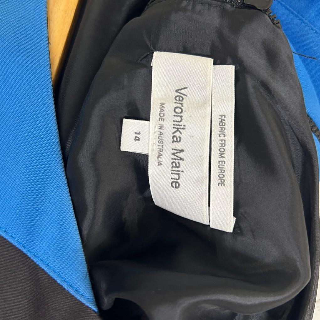 Veronika Maine Blue Cotton Dress - Size 14