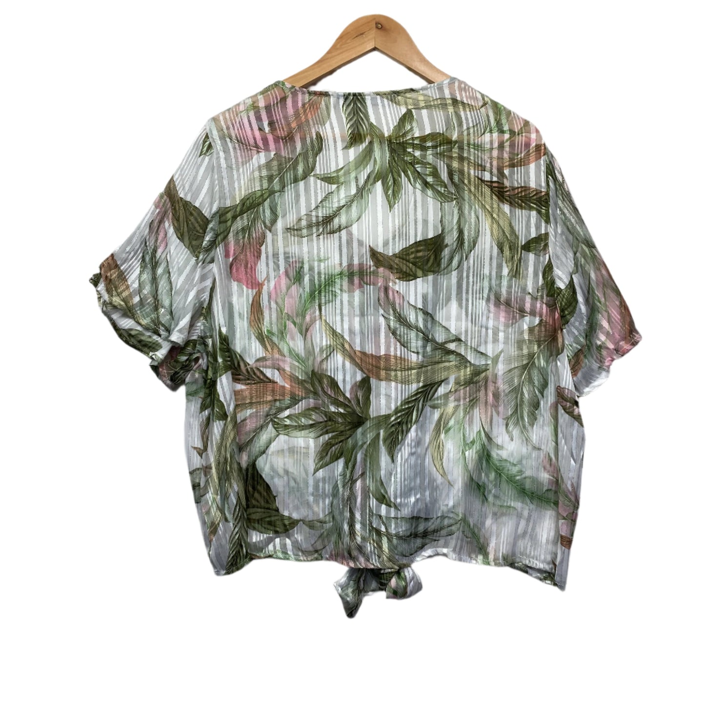 Katies Top Size 18 Plus Floral Sheer Short Sleeve