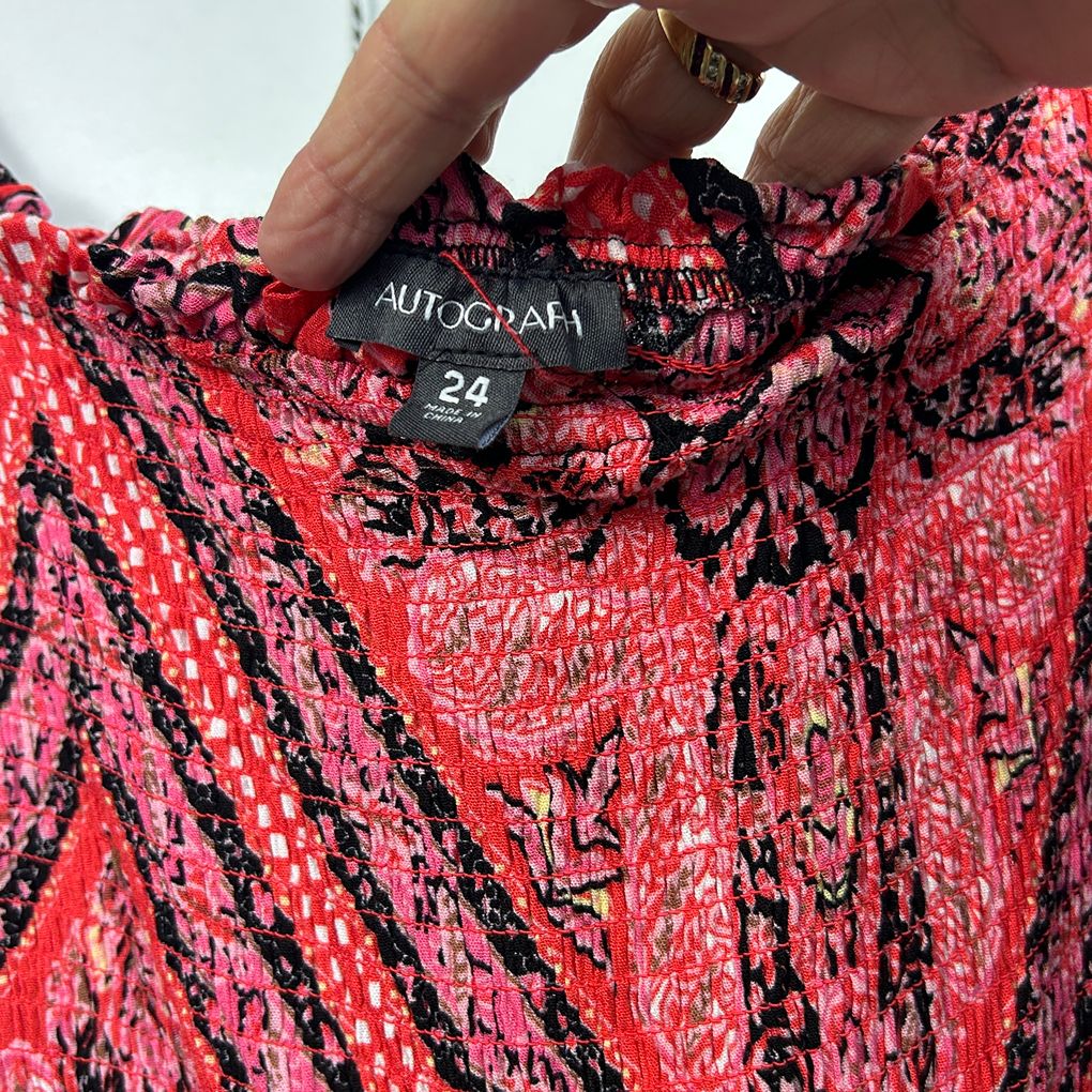 Autograph Red Patterned Dress - Size 24