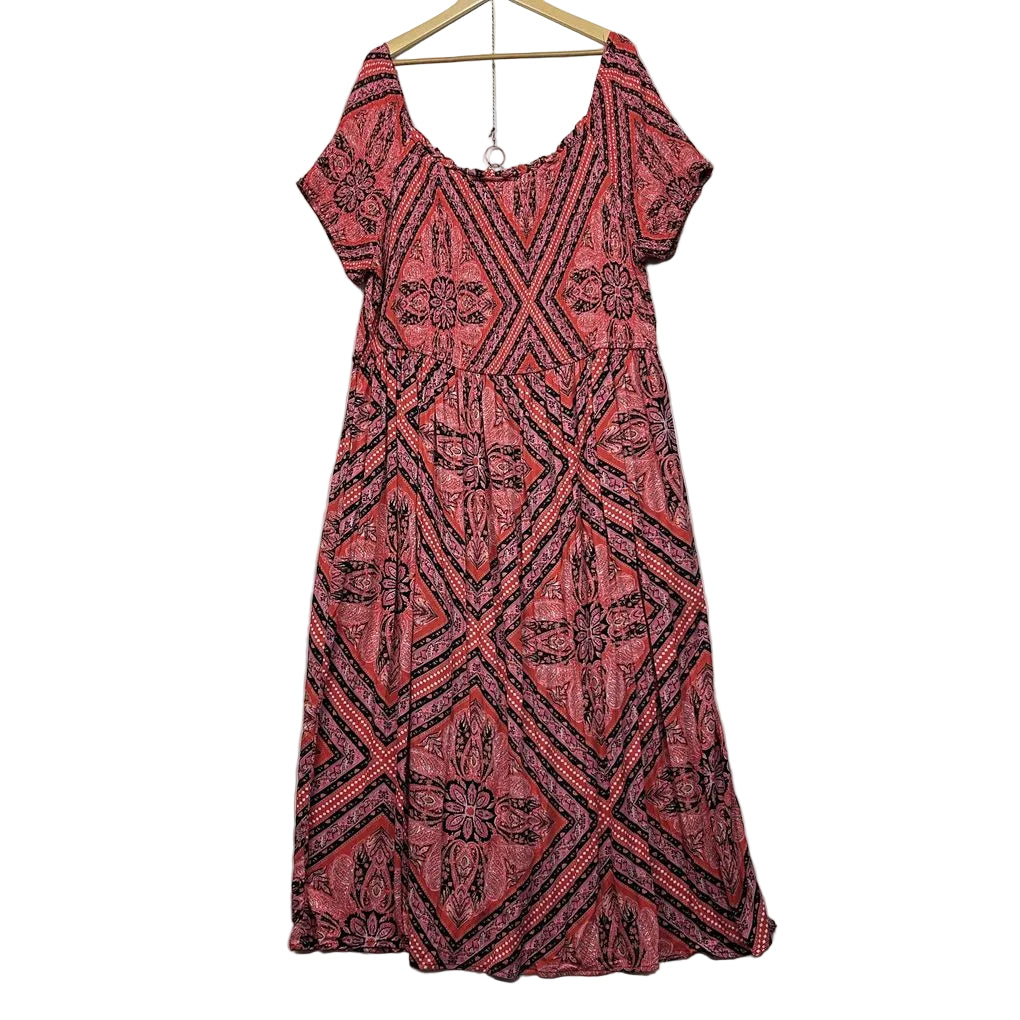 Autograph Red Patterned Dress - Size 24