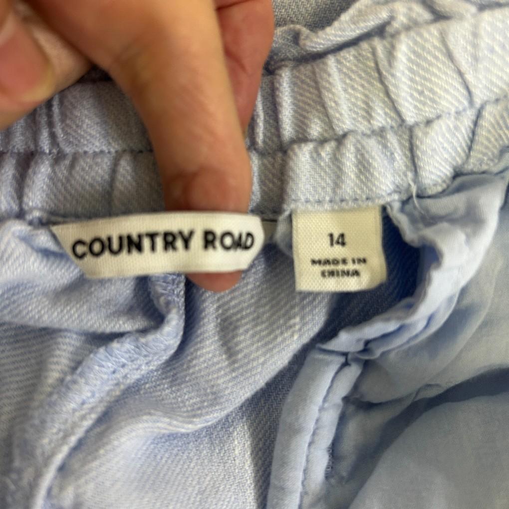 Country Road Blue Linen Shorts - Size 14