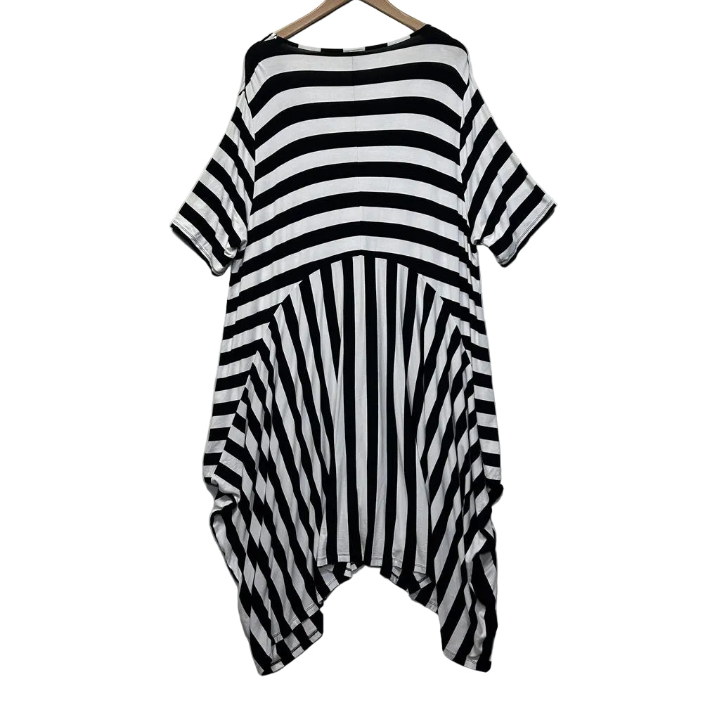 Taking Shape Black & White Striped Tunic Dress - Size 22/XL