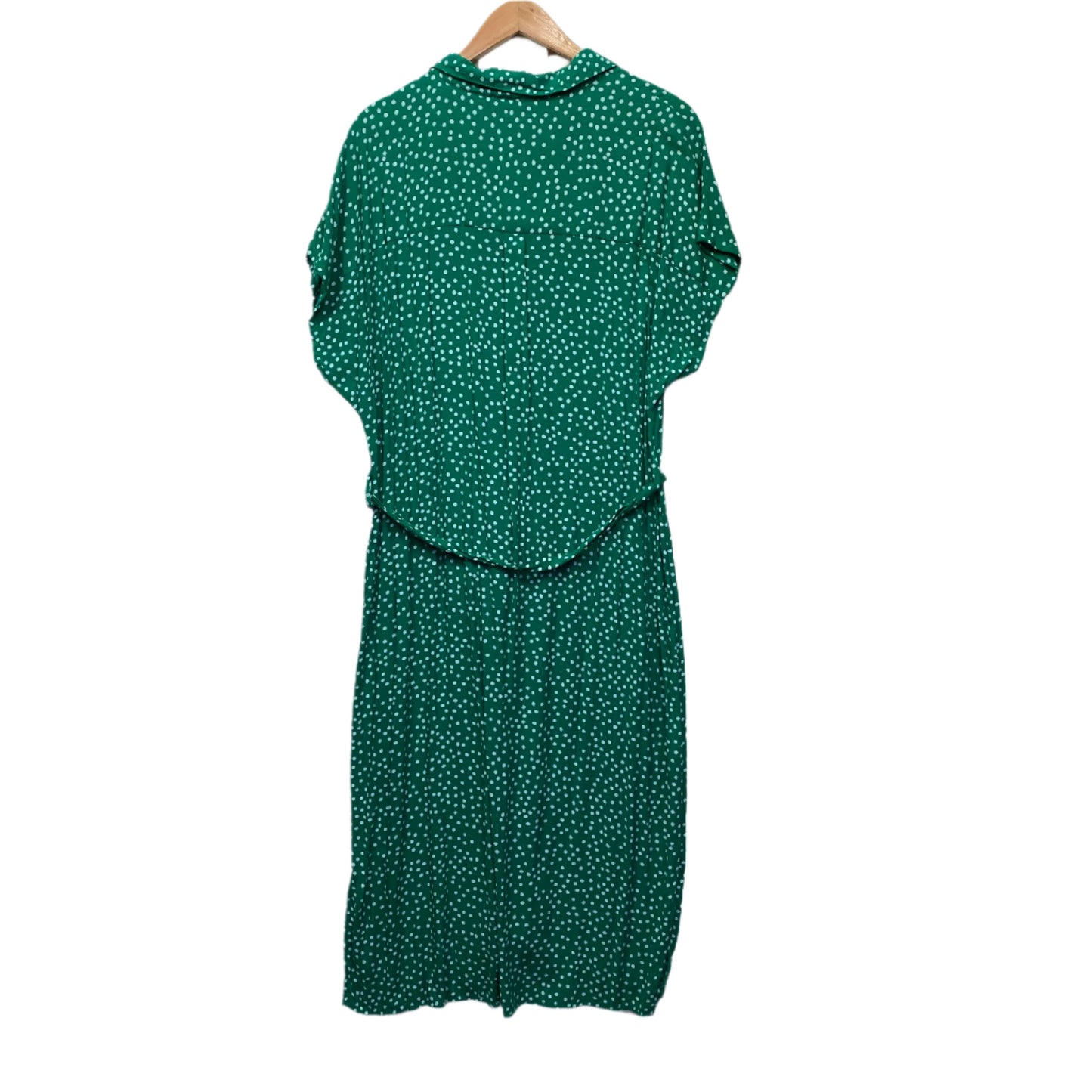 Anko Midi Shirt Size 16 Dress Green Polka Dots Belted Viscose New