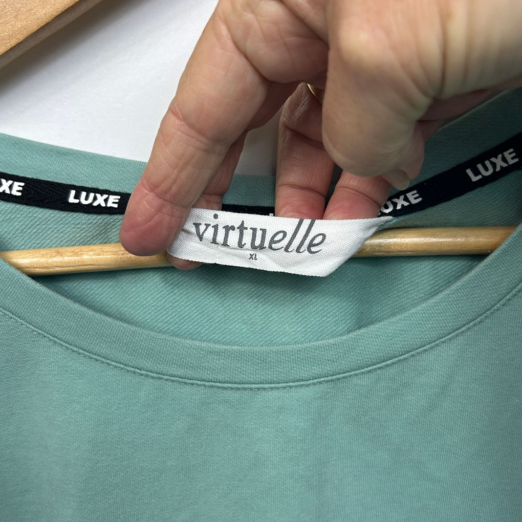 Virtuelle Sage Green Sequins Cotton Top - Size 22/XL