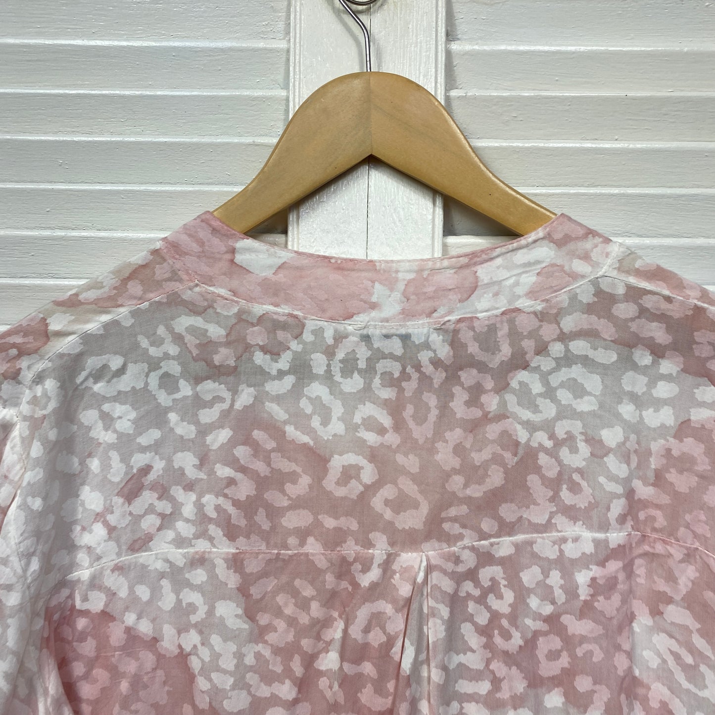 Made in Italy Top Size 14 16 Long Sleeve Pink White Viscose