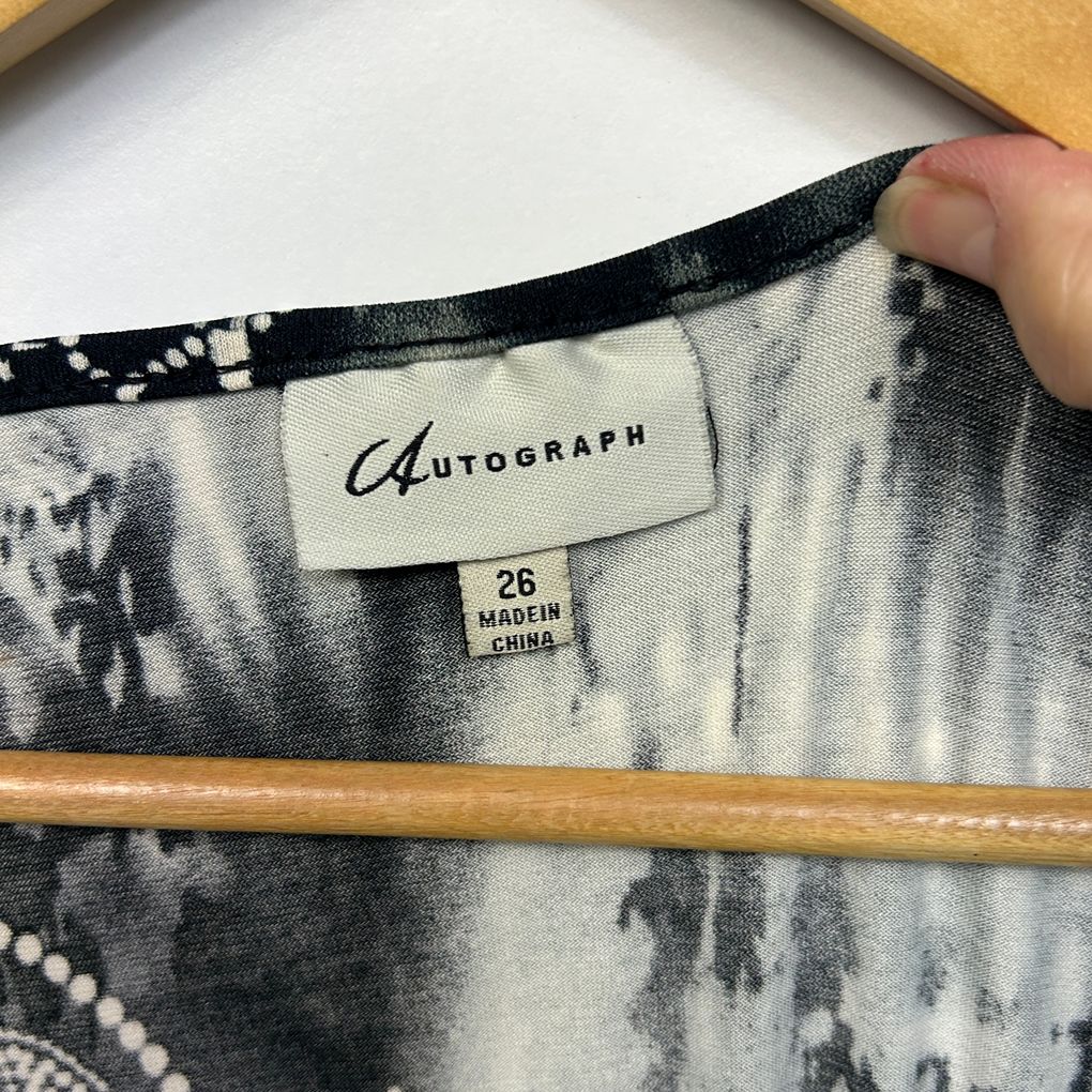 Autograph Black Abstract Print Top- Size 26