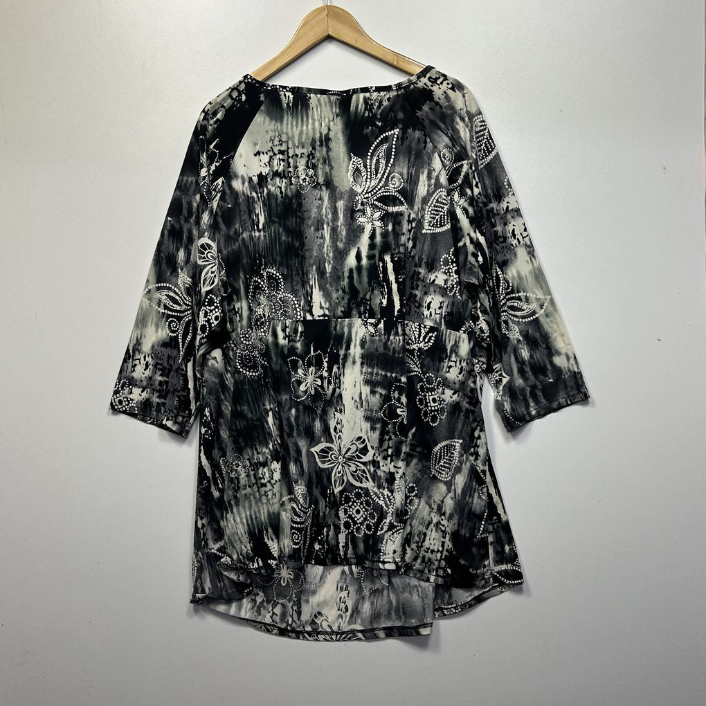 Autograph Black Abstract Print Top- Size 26